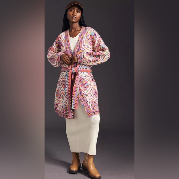 FARM Rio Sweaters - Farm Rio- Rainbow Wild Hearts Cardigan- Size S